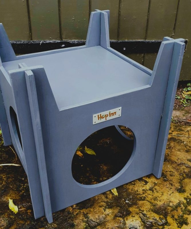 Wooden rabbit castle slate grey Hop Inn